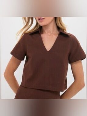 Hyacinth House NWT Chocolate Brown Cropped Glenn Top size XXL